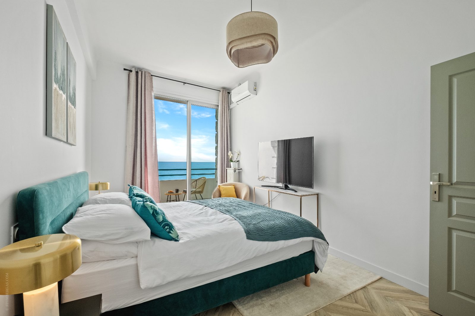 Main bedroom, looking out to the sea